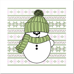 Krimbles Cheeky Festive Snowman Poinsettia Ugly Christmas Sweater Posters and Art